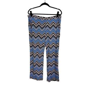 NEW DIRECTIONS Petite Womens PXL Blue Black White Chevron Zig Zag Palazzo‎ Pants